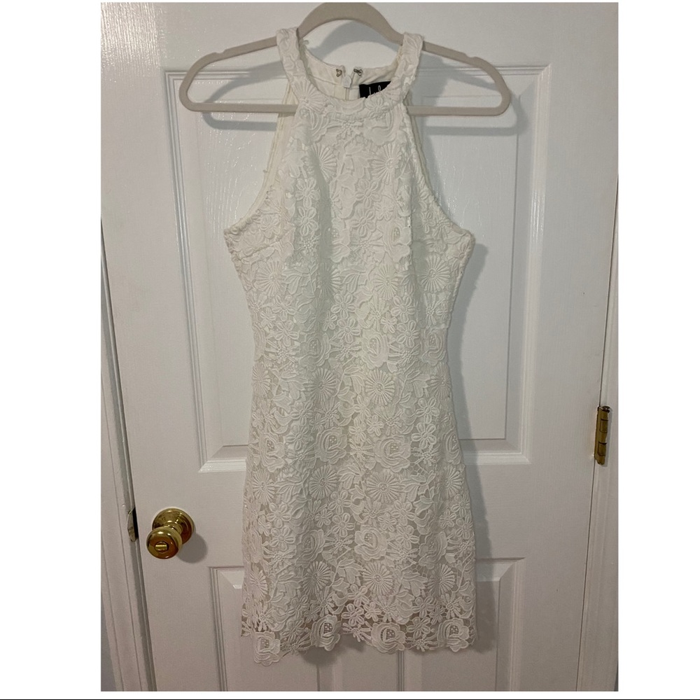 Lulu’s Love Poem Ivory Lace Mini Dress
